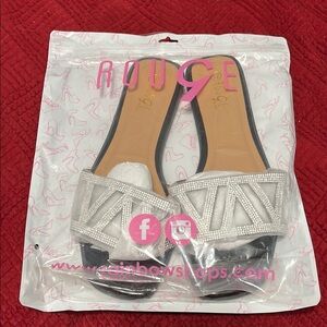 Rouge Women's Black & Silver Slide Sandals